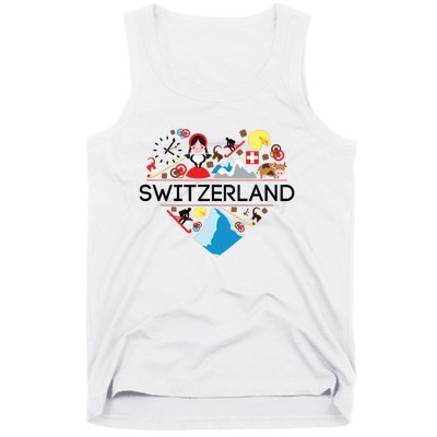 Switzerland Love Illustrated Swiss Symbol Alpine Tank Top