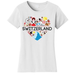 Switzerland Love Illustrated Swiss Symbol Alpine Women's T-Shirt