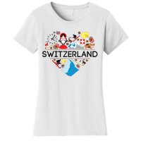 Switzerland Love Illustrated Swiss Symbol Alpine Women's T-Shirt