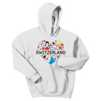 Switzerland Love Illustrated Swiss Symbol Alpine Kids Hoodie