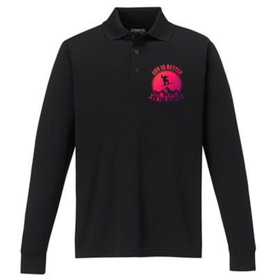 Snowboarding Life Is Better On The Slopes Cool Gift Performance Long Sleeve Polo