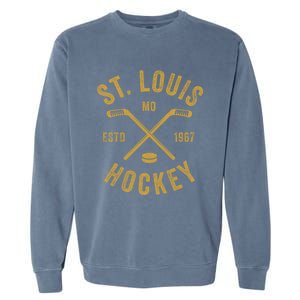 St Louis Ice Hockey Gift Crossed Sticks Gift Garment-Dyed Sweatshirt