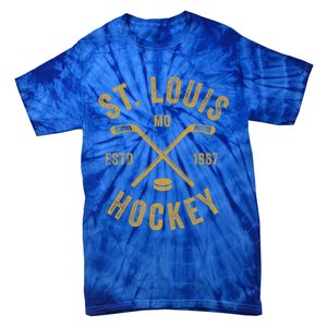 St Louis Ice Hockey Gift Crossed Sticks Gift Tie-Dye T-Shirt