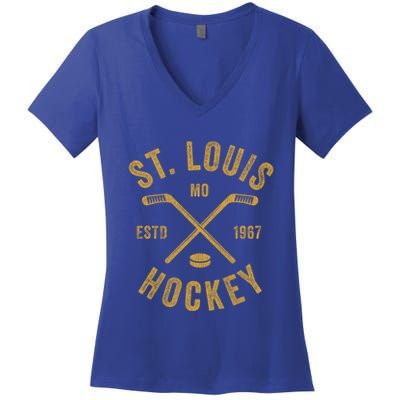 St Louis Ice Hockey Gift Crossed Sticks Gift Women's V-Neck T-Shirt