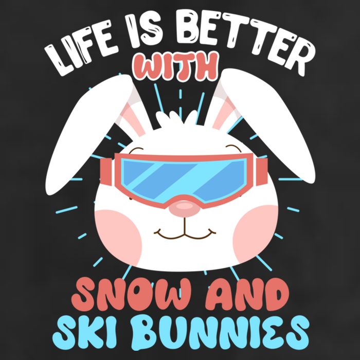 Skiing Life Is Better With Snow And Ski Bunnies Snow Bunny Gift 7 Panel Mesh Trucker Snapback Hat
