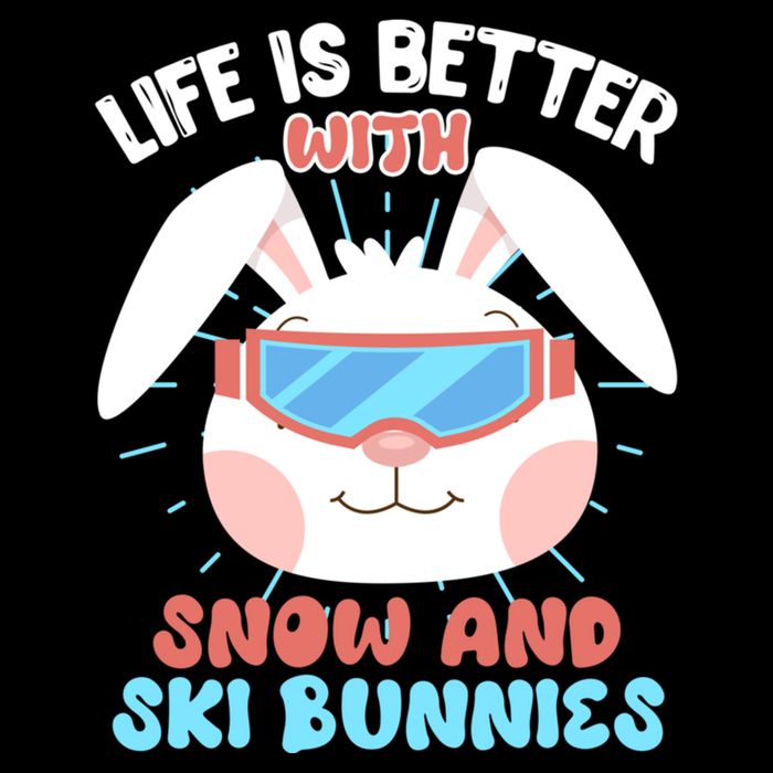 Skiing Life Is Better With Snow And Ski Bunnies Snow Bunny Gift Flexfit Unipanel Trucker Cap