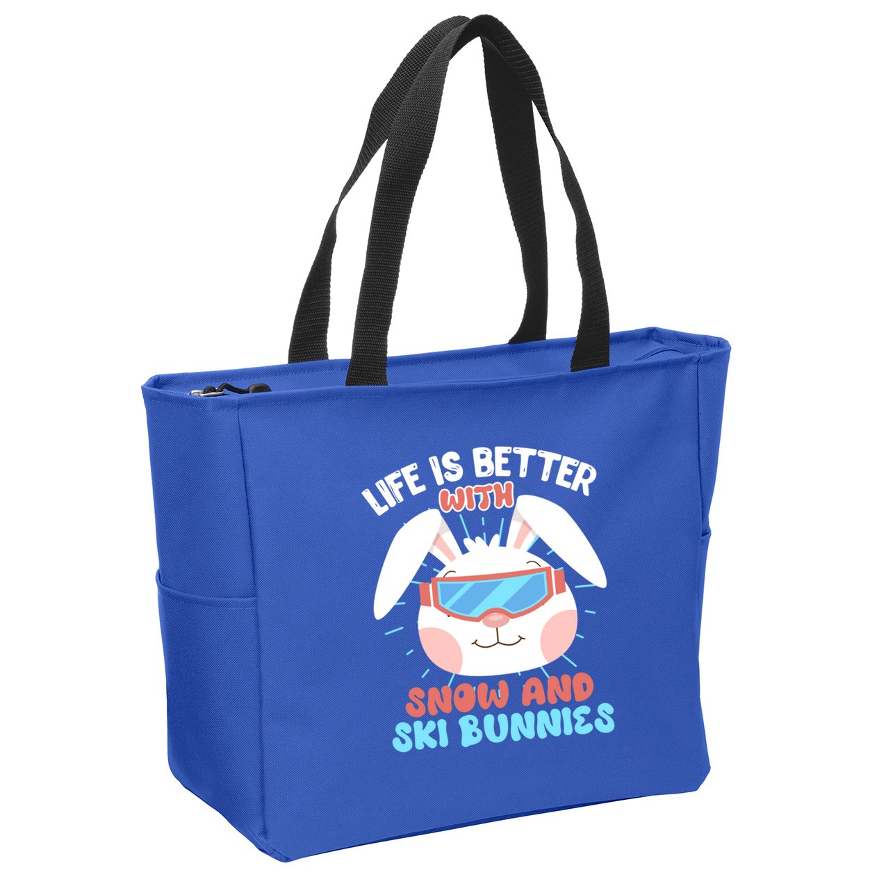 Skiing Life Is Better With Snow And Ski Bunnies Snow Bunny Gift Zip Tote Bag