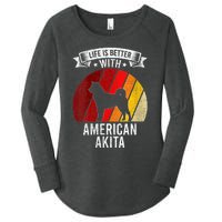 S Life Is Better With American Akita Dog Lovers Vneck Women's Perfect Tri Tunic Long Sleeve Shirt