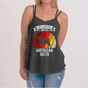 S Life Is Better With American Akita Dog Lovers Vneck Women's Strappy Tank