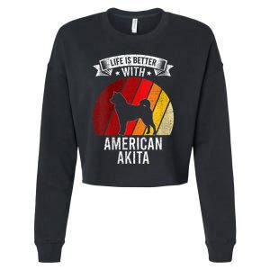 S Life Is Better With American Akita Dog Lovers Vneck Cropped Pullover Crew