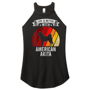 S Life Is Better With American Akita Dog Lovers Vneck Women's Perfect Tri Rocker Tank