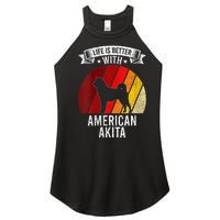 S Life Is Better With American Akita Dog Lovers Vneck Women's Perfect Tri Rocker Tank