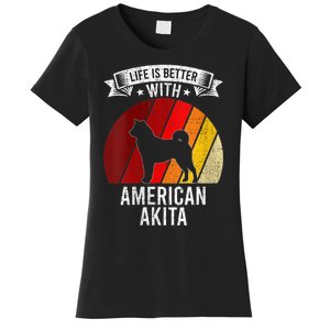 S Life Is Better With American Akita Dog Lovers Vneck Women's T-Shirt