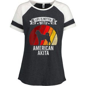 S Life Is Better With American Akita Dog Lovers Vneck Enza Ladies Jersey Colorblock Tee