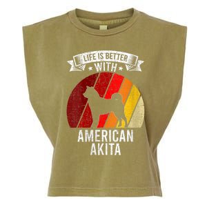 S Life Is Better With American Akita Dog Lovers Vneck Garment-Dyed Women's Muscle Tee