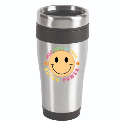 Self Love Is Your Super Power Smile Face 16oz Travel Tumbler