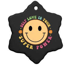 Self Love Is Your Super Power Smile Face Ceramic Star Ornament