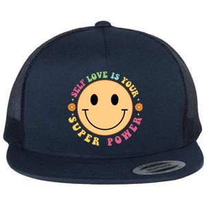 Self Love Is Your Super Power Smile Face Flat Bill Trucker Hat