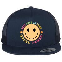 Self Love Is Your Super Power Smile Face Flat Bill Trucker Hat