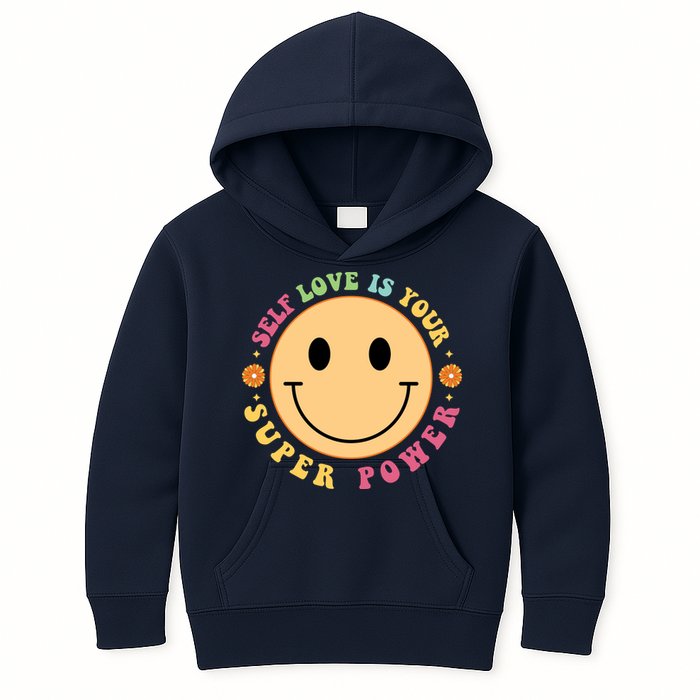Self Love Is Your Super Power Smile Face Kids Hoodie