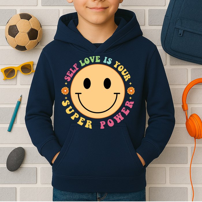 Self Love Is Your Super Power Smile Face Kids Hoodie