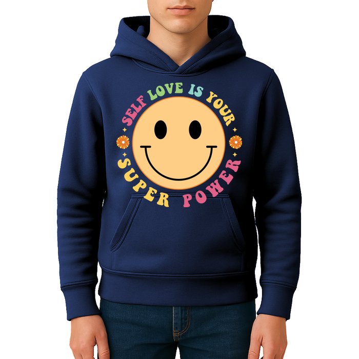 Self Love Is Your Super Power Smile Face Kids Hoodie