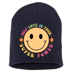 Self Love Is Your Super Power Smile Face Short Acrylic Beanie