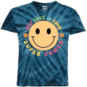 Self Love Is Your Super Power Smile Face Kids Tie-Dye T-Shirt