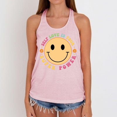 Self Love Is Your Super Power Smile Face Women's Knotted Racerback Tank