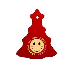 Self Love Is Your Super Power Smile Face Ceramic Tree Ornament