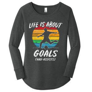 Soccer Life Is About Goals Women's Perfect Tri Tunic Long Sleeve Shirt