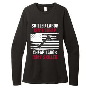 Skilled Labor Isn't Cheap American Flag Womens CVC Long Sleeve Shirt