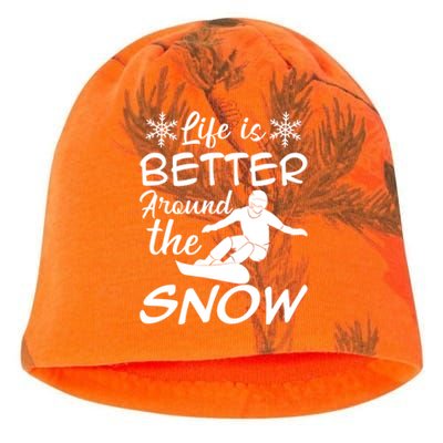 Snowboarding Life Is Better Around The Snow Meaningful Gift Kati - Camo Knit Beanie