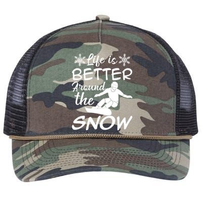 Snowboarding Life Is Better Around The Snow Meaningful Gift Retro Rope Trucker Hat Cap