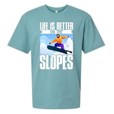 Snowboarding Life Is Better On The Slopes Cool Gift Sueded Cloud Jersey T-Shirt