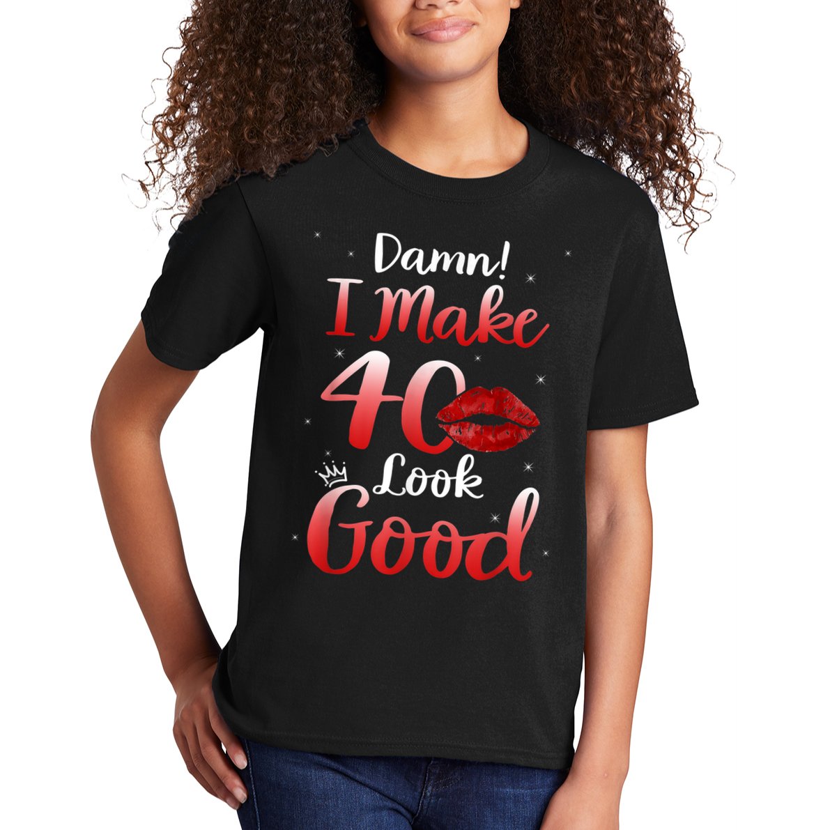 Sexy Lips I Make 40 Look Good 40th Birthday Gifts Kids T-Shirt