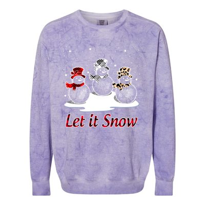 Snow Let It Snow Cute Christmas Buffalo Plaid Christmas Cute Gift Colorblast Crewneck Sweatshirt