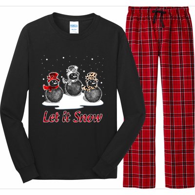 Snow Let It Snow Cute Christmas Buffalo Plaid Christmas Cute Gift Long Sleeve Pajama Set