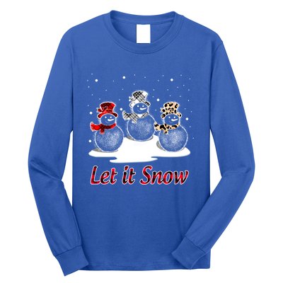 Snow Let It Snow Cute Christmas Buffalo Plaid Christmas Cute Gift Long Sleeve Shirt