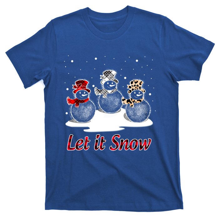 Snow Let It Snow Cute Christmas Buffalo Plaid Christmas Cute Gift T-Shirt