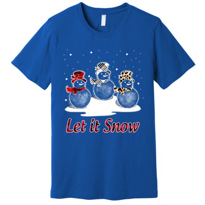 Snow Let It Snow Cute Christmas Buffalo Plaid Christmas Cute Gift Premium T-Shirt