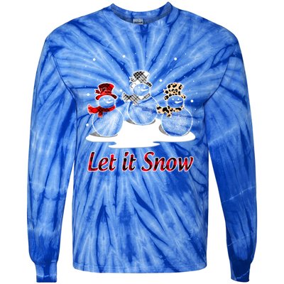 Snow Let It Snow Cute Christmas Buffalo Plaid Christmas Cute Gift Tie-Dye Long Sleeve Shirt