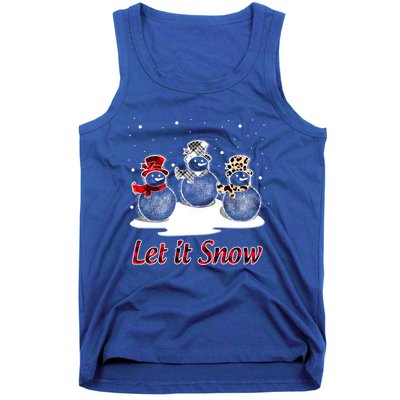 Snow Let It Snow Cute Christmas Buffalo Plaid Christmas Cute Gift Tank Top