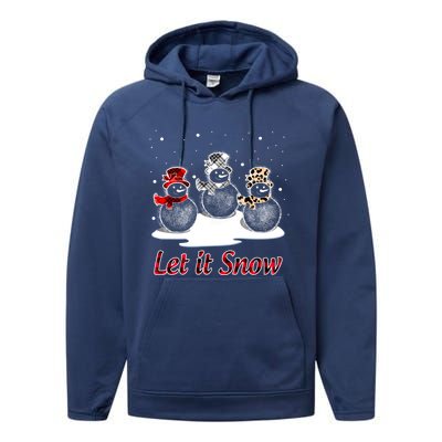 Snow Let It Snow Cute Christmas Buffalo Plaid Christmas Cute Gift Performance Fleece Hoodie