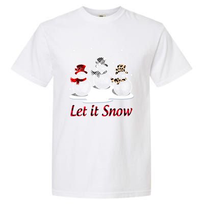 Snow Let It Snow Cute Christmas Buffalo Plaid Christmas Cute Gift Garment-Dyed Heavyweight T-Shirt