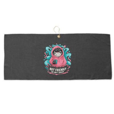Sarcastic Loner Introvert Clothing Not Friendly Do Not Touch Large Microfiber Waffle Golf Towel