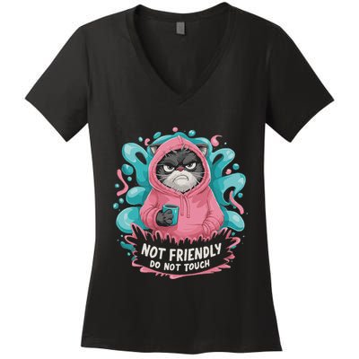 Sarcastic Loner Introvert Clothing Not Friendly Do Not Touch Women's V-Neck T-Shirt