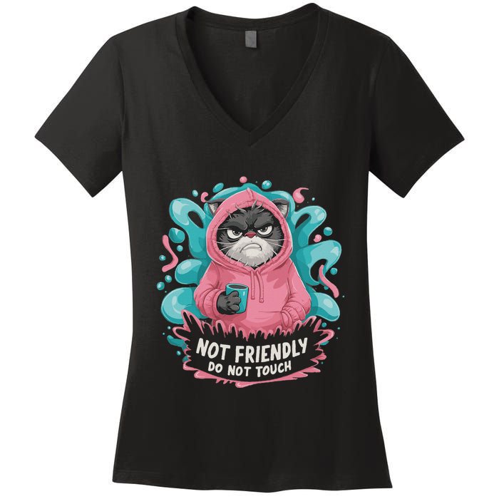 Sarcastic Loner Introvert Clothing Not Friendly Do Not Touch Women's V-Neck T-Shirt