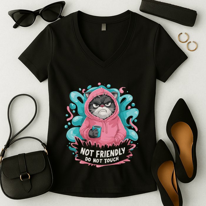 Sarcastic Loner Introvert Clothing Not Friendly Do Not Touch Women's V-Neck T-Shirt