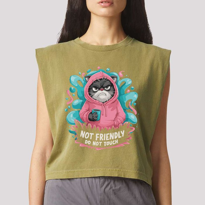 Sarcastic Loner Introvert Clothing Not Friendly Do Not Touch Garment-Dyed Women's Muscle Tee